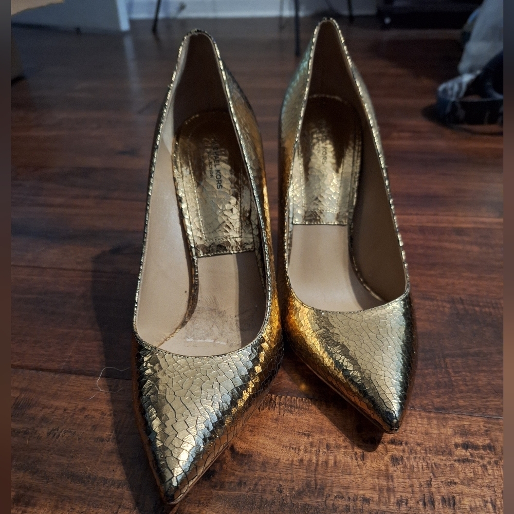 Michael Kors Gold Heels. Runway Collection. Made In Italy! $2,000.00 Shoes!! - Picture 2 of 11